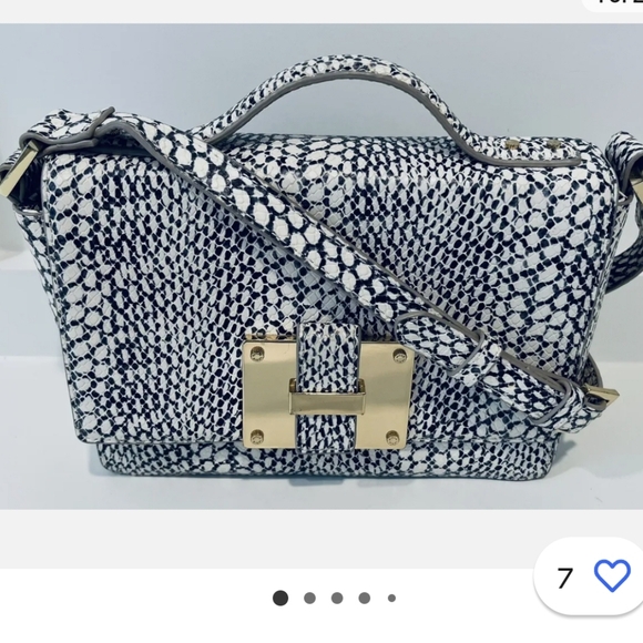 India Hicks Handbags - India Hicks Lady P Snakeskin Black Cream Leather Crossbody Handbag Purse Linen